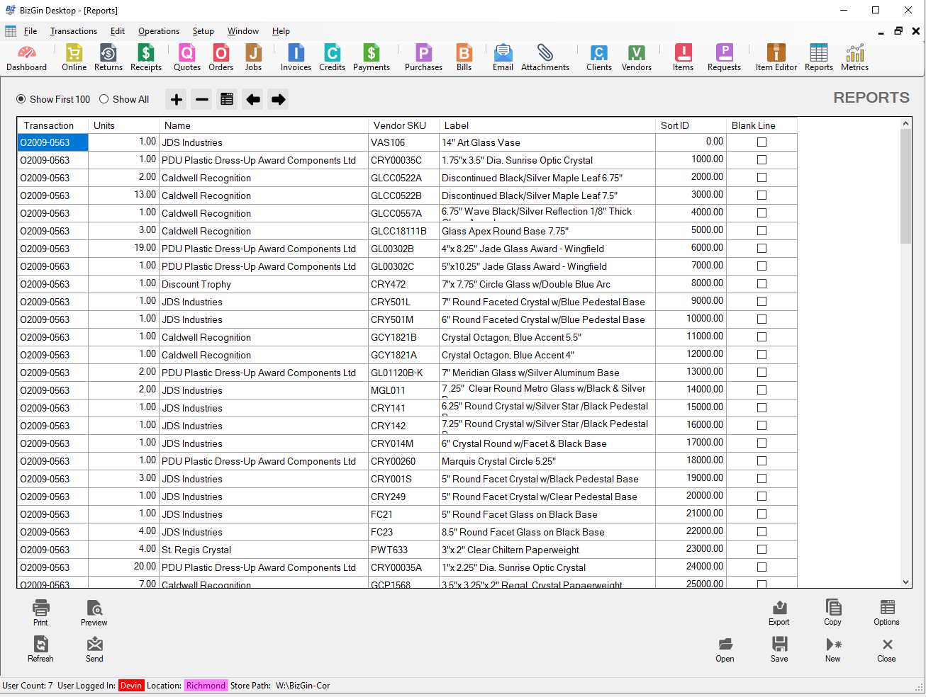 BizGin Desktop Report Editor